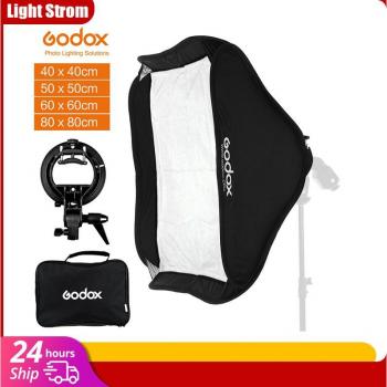 Kit Softbox Flash Ajustable Godox 40cm 50cm 60cm 80cm avec Support Type S et Monture Bowens