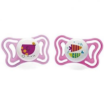 Chicco Soothing Pacifier Light Pink 16-36M Twin Pack