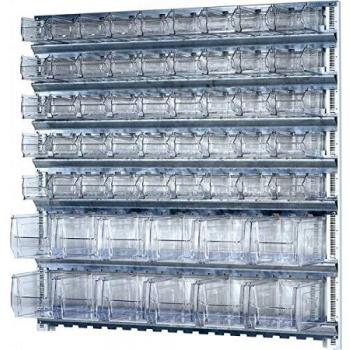 Sistema di scaffalatura a parete H1000xB1010mm in acciaio zincato con contenitori trasparenti 45 x MK5 e 12 x MK4 PROMAT