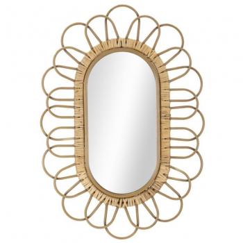 Specchio da parete in metallo e rattan marrone cm 56,5x3x80