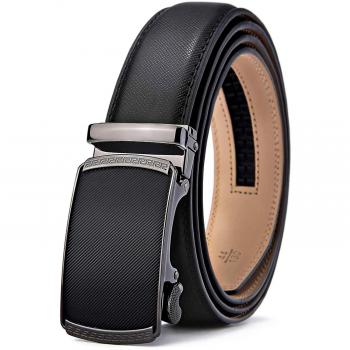 Bulliant Genuine Leather Ratchet Belt for Men with Slide Buckle 1 3/8, Trim to Fit