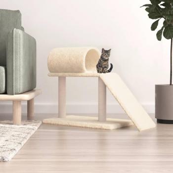Túnel y Escalera Rascador Gato Crema 55,5 cm