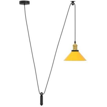 Lampe suspendue réglable hauteur E27 jaune brillant Ø22 cm en métal