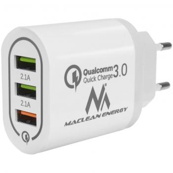 Ładowarka sieciowa 3xUSB MCE479 White QC 3.0 MACLEAN