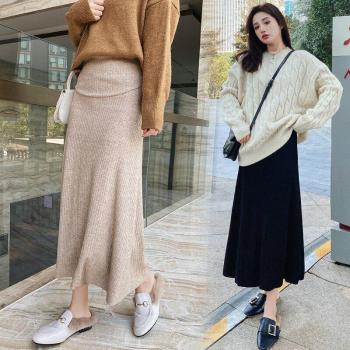 Jupe de maternité, cachemire épais, coupe A, taille élastique, automne hiver