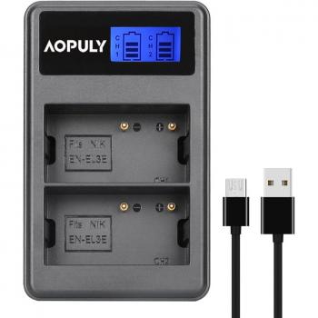 AOPULY ENEL3e USB LCD Battery Charger for Nikon D70 D90 D80 D100 D200 D700