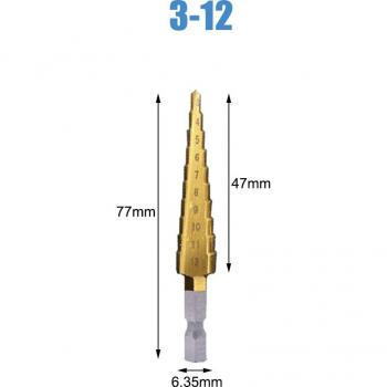 Foret hélicoïdal Cobalt HSS, revêtement titane, forme pagode conique, pour perçage bois et métal
