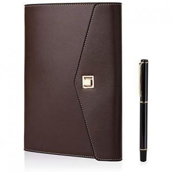BESTOO Notizbuch A5 Leder Filofax Nachfüllbare Tagebuch Executive Konferenzmappe 6 Ring-buch mit Drehschalter, Geschenk für Männer und Frauen (Braun)