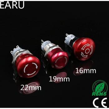 Waterproof Metal Latching Emergency Stop Mushroom Push Button Switch (16mm, 19mm, 22mm, 2NO/2NC)
