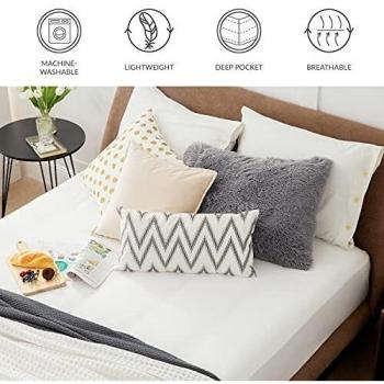Sábanas Bajeras 135x190 - Bajera Cama 135 Barata, Sábanas 135x190/200, Microfibra Cepillada Suave, Blanco