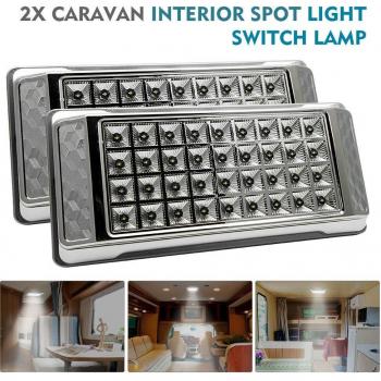 2Pcs 12V LED White Reading Cabin Spot Light for RV Caravan Camper - 36 LEDs, 6000K