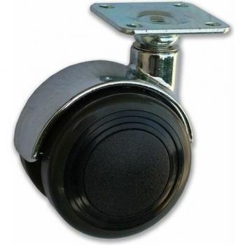 Ruota mobile piastra girevole 171 cromo e nero (5 cm) 16153