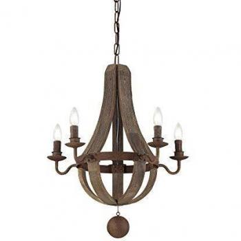 Suspension en bois Millennium 5 Ampoules