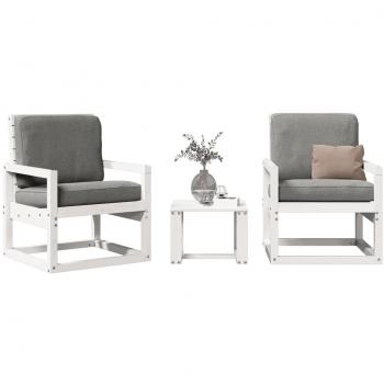 VidaXL 3 Piece Garden Lounge Set White Solid Wood Pine