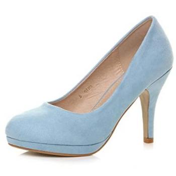 AJVANI Women's Faux Suede Court Shoes, Baby Blue, 5 U.S