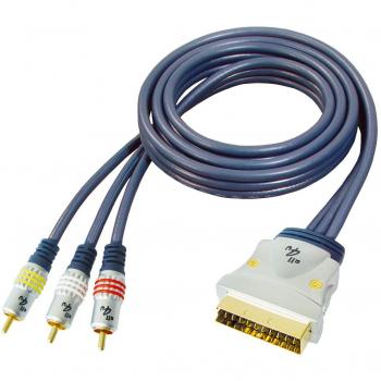 All4u BBV 75 Video‑Kabel (Scart → Cinch) 1,5 m blau, verchromter Metallstecker