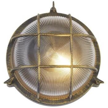 Searchlight Lighting Bulkhead Outdoor Light, Black Gold Aluminium, IP44