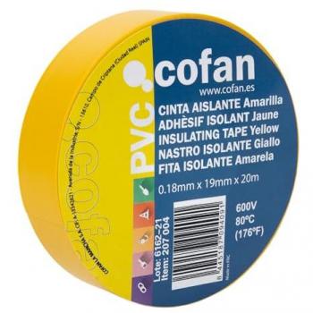 Cinta aislante 19mm x 20m amarilla 180 micras