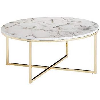 KADIMA DESIGN Stylischer Kaffeetisch, Marmor-Optik, Goldfarbenes Gestell, 80 cm