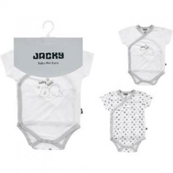Kurzarm-Wickelbody BABY BEAR 2er-Pack in weiß/grau