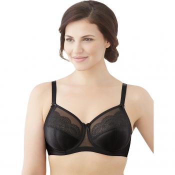 Glamorise Damen Eleganter Wonderwire-BH mit Satin und Spitze, Schwarz (Schwarz 2)