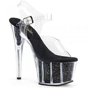 Pleaser Adore 708G Transparente Damen-Sandale Schwarz, EU 36