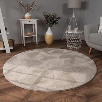 Rond Tapis Doux Lavable Sable 200 cm – Paco Home
