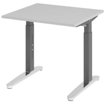 Bümö Höhenverstellbarer Schreibtisch 80 × 80 cm – Weiß – Gestell: Graphit/Alu