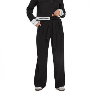 PixieGirl Petite Damen Schwarze Weite Hosen