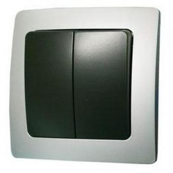 Doble interruptor empotrable Lille Plata-Gris