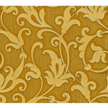 Papel pintado de flores y plantas dorado