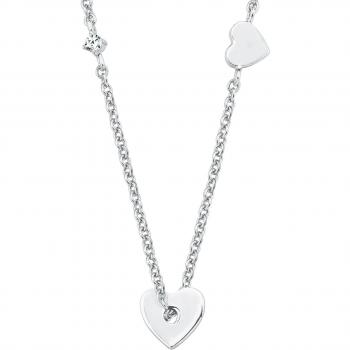 S.O.LIVER SO PURE Herzschmuck – Damenkette, 925 Silber, rhodiniert, weißer Zirkonia (45 cm)