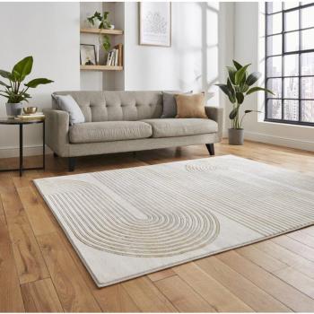 Apollo Swirl Washable Rug Gold