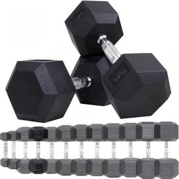 Miweba Sports Hexagon Kurzhantelset 2,5-30 kg - Ergonomische Gusseisen-Hanteln mit Einzelhanteloption (10 kg)