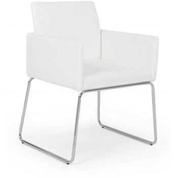 Sedia con braccioli in similpelle Bianco SIXTY 60x54x h80,5 cm