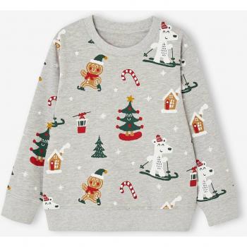 Sudadera Infantil de Navidad con Estampado Gris Jaspeado