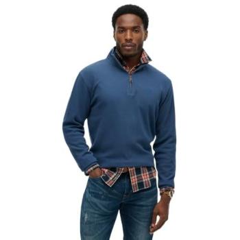 Sweat Côtelé Superdry Homme Col Zippé Bleu 2XL