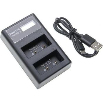 Chargeur batterie double VHbw compatible Fuji/X‑E2S, X‑E3, X‑H1, X‑M1 + câble micro‑USB