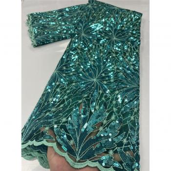 Tela de encaje nigeriano con lentejuelas para mujer YA3511B-5