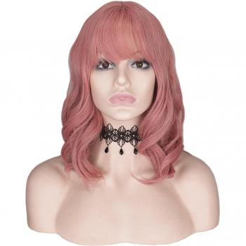 Peluca de Cosplay con Flequillo y Ondas