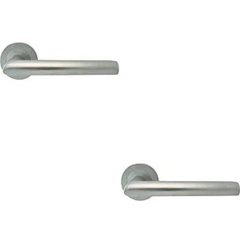 Round Rose Satin Chrome Mitred Bar Handles – 2 Pair (Straight)