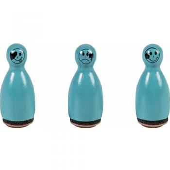 6 x Heyda Mini Stempel Gesichter 1,2cm VE=3 Stück türkis