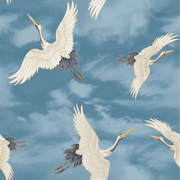 Fond d'écran grue bleu Catherine Lansfield 66x54