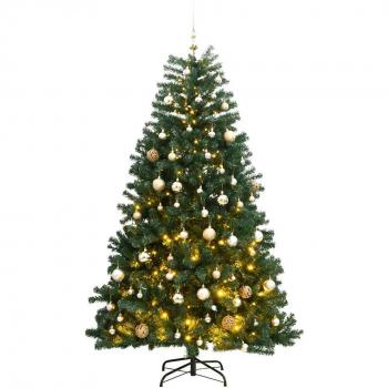 Artificial Christmas Tree with 300 LED Lights & Ball Decoration Set - 210 cm