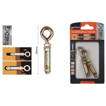 Set 2 Tasselli Metallici con Occhiello e Bulloni M6x80mm - Accessori per Minuteria