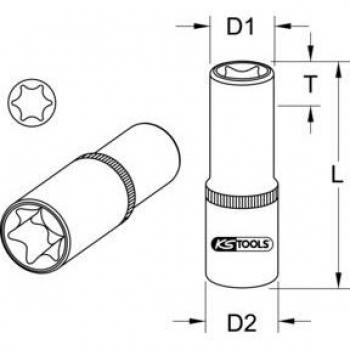 Douille Torx-E longue 1/2'' E10 KS Tools