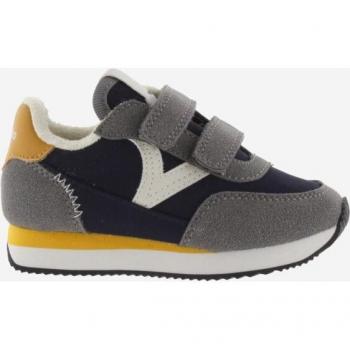 Zapatillas deportivas de niños de nylon multicolor con logo en contraste y doble cierre adherente