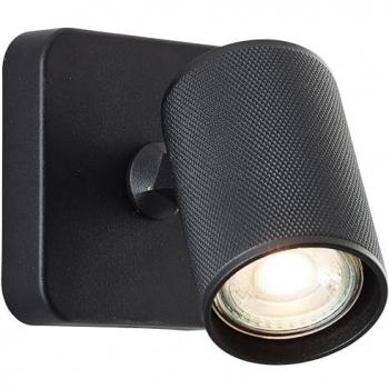 Lámpara Pared LED Brilliant Marty Negro Madera Arena, 1x GU10, 10W, con Bombilla Incluida