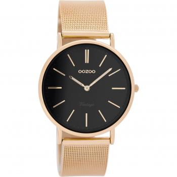 Oozoo Classic Damenuhr mit Flachband – 36 mm Rose/Schwarz (C8813)
