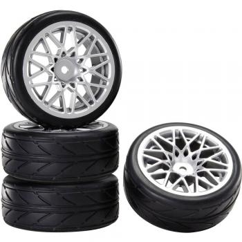 Ruote Complete Wolf LM Argento 1:10 per Auto Stradale (4 pz.)